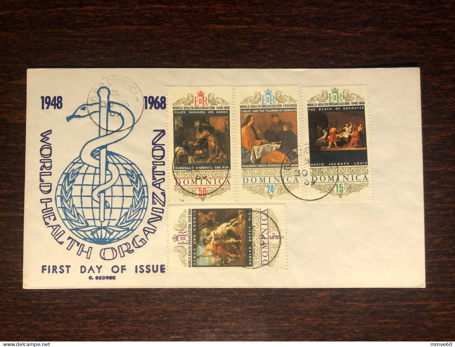 DOMINICA FDC COVER 1968 YEAR WHO HEALTH MEDICINE STAMPS - Dominica (...-1978)