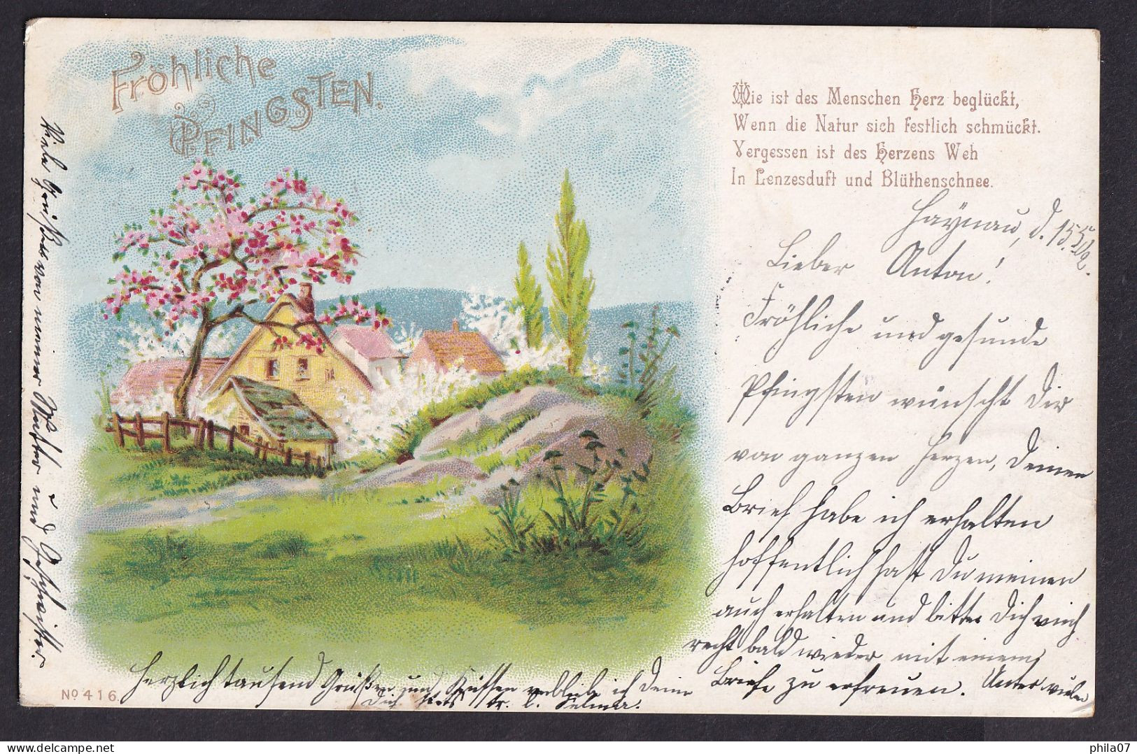 Frohliche Pfingsten! / Year 1903 / Long Line Postcard Circulated, 2 Scans - Pentecôte