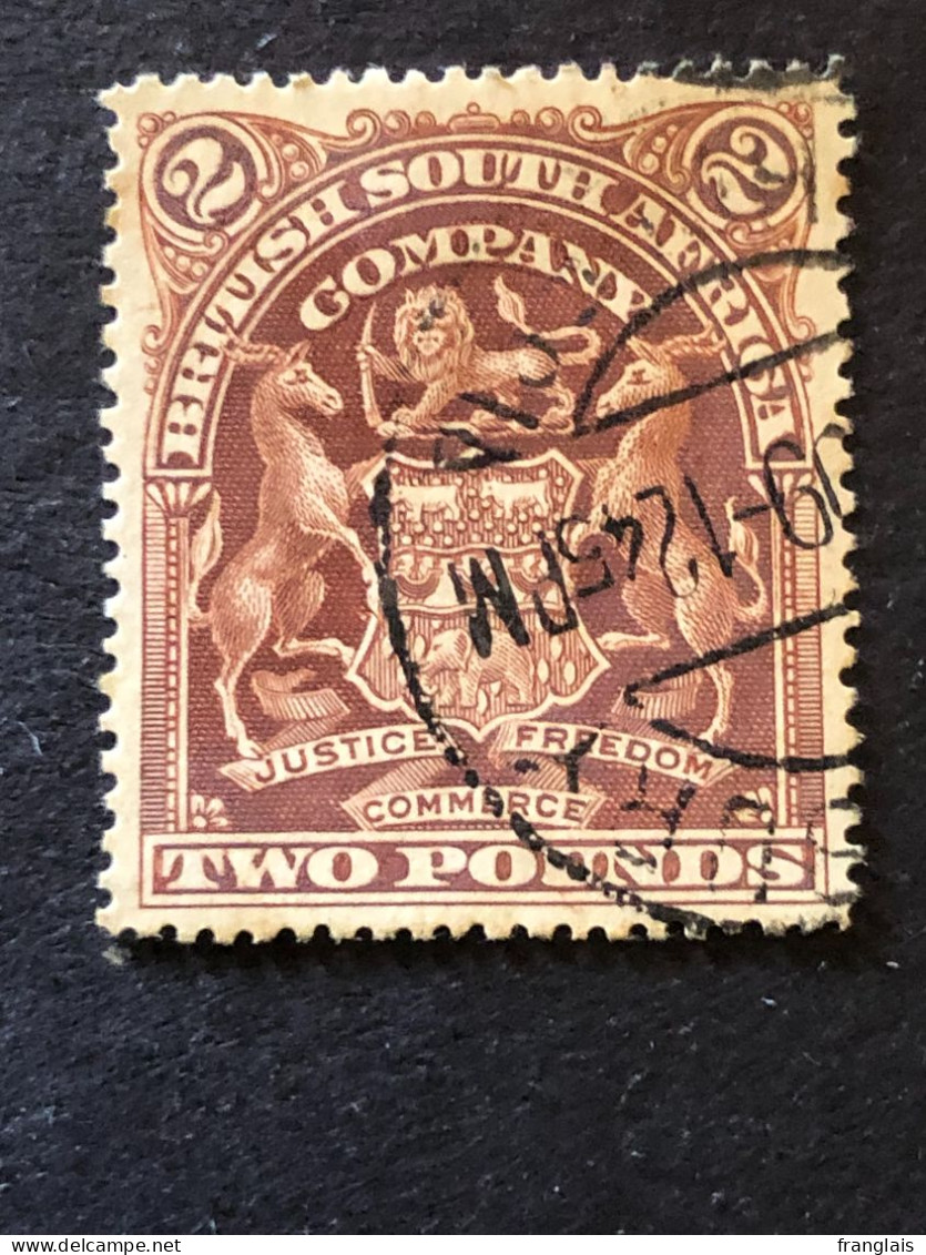 BRITISH SOUTH AFRICA COMPANY RHODESIA SG 91 £2 Brown  FU - Rhodésie Du Sud (...-1964)