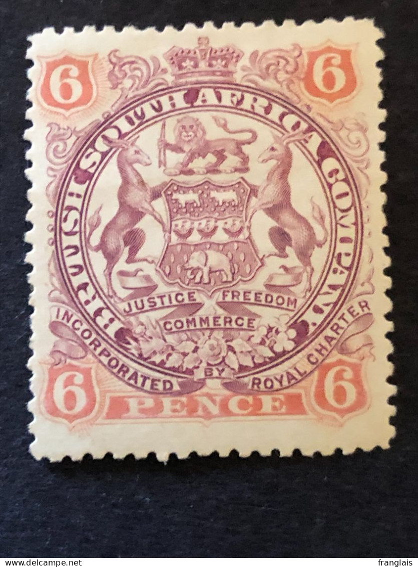 BRITISH SOUTH AFRICA COMPANY RHODESIA SG 71  6d  MH* - Rodesia Del Sur (...-1964)