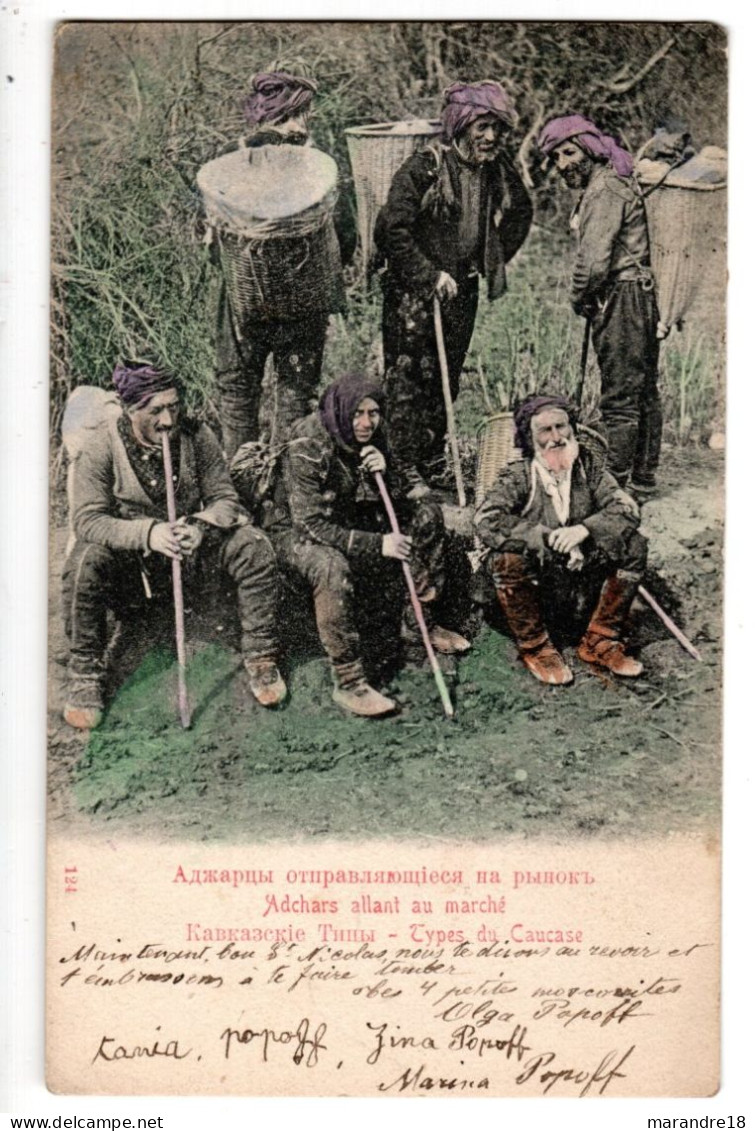 Russie , Types Du Caucase , Adchars Allant Au Marché - Russie