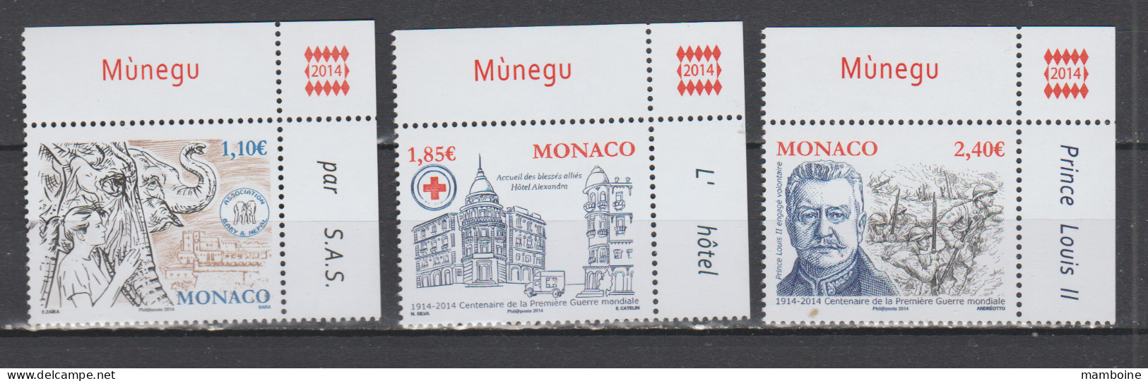 Monaco  2014    N° 2938 /40  Neuf X X  MNH - Unused Stamps