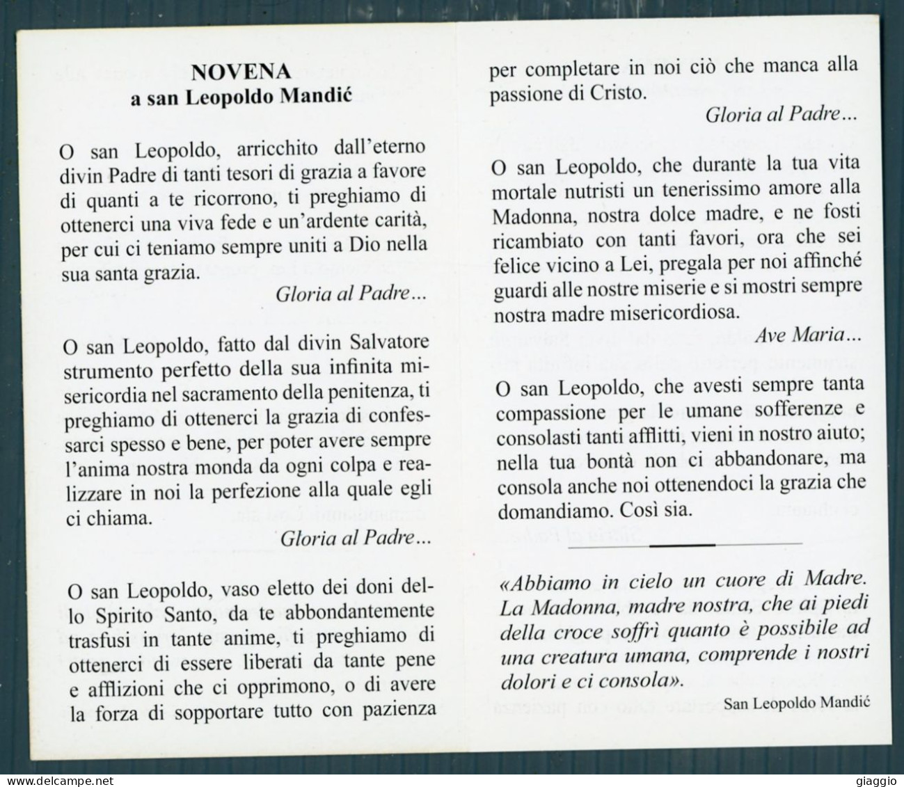 °°° Santino N. 8687 - San Leopoldo Mandic °°° - Religion & Esotericism