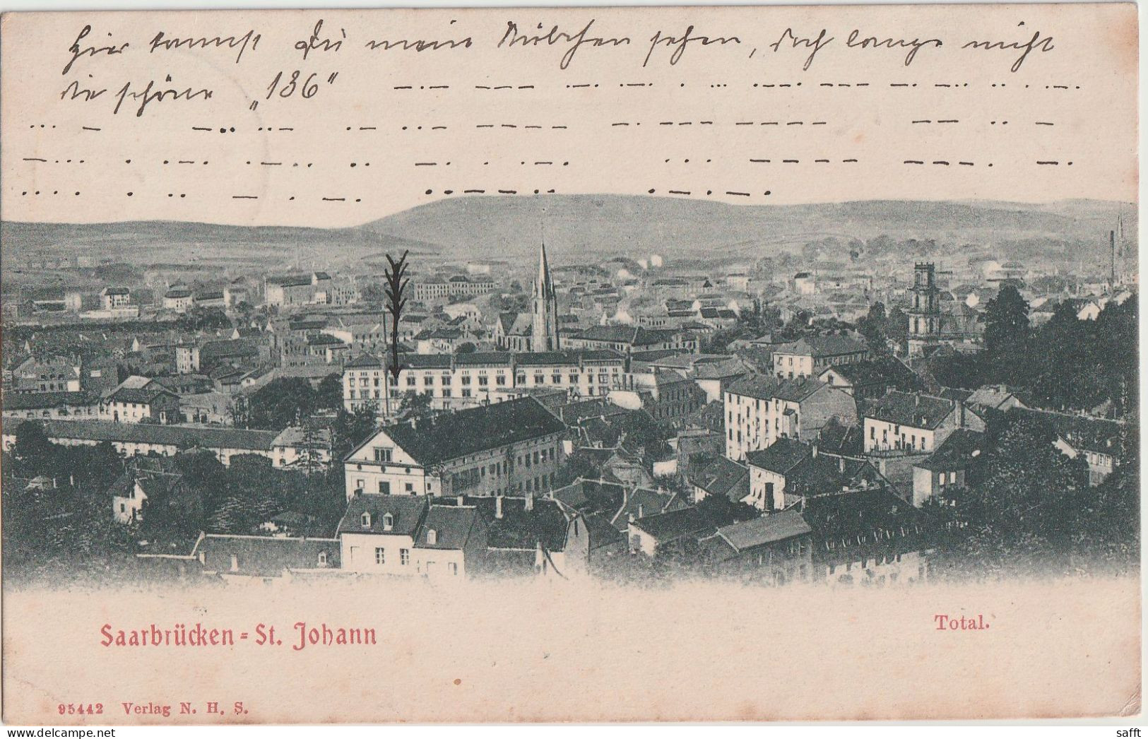 Feldpost-AK Saarbrücken - St. Johann, Totale 1909 - Saarbruecken