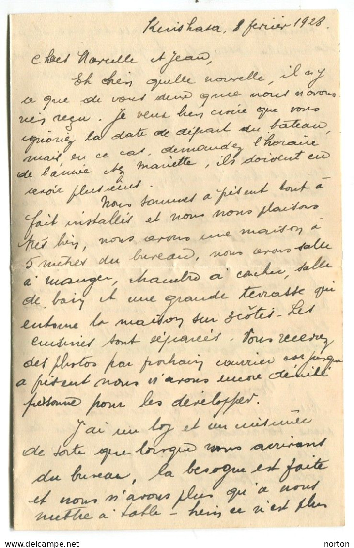 Congo Léopoldville 1 Oblit. Keach 7A19 Sur C.O.B. 127 Sur Lettre Vers Pâturages Le 12/02/1928 - Cartas & Documentos