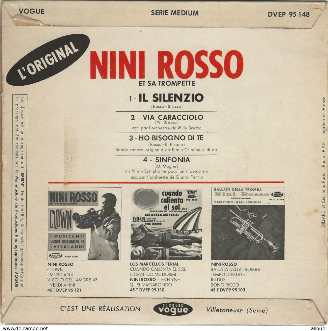 NINI ROSSO - FR EP - IL SILENZIO + 3 - Musiche Del Mondo