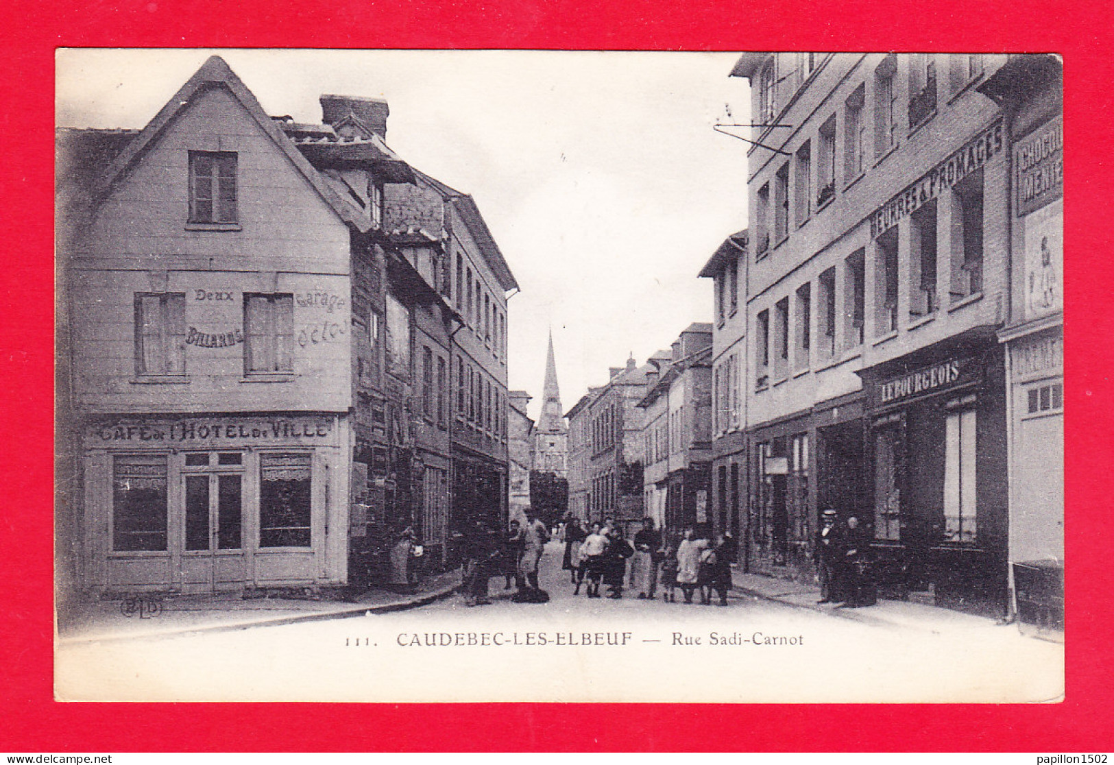 F-76-Caudebec Les Elbeuf-04Ph81  La Rue Sadi Carnot, Animation,  Café De L'hôtel De Ville, Cpa BE - Caudebec-lès-Elbeuf