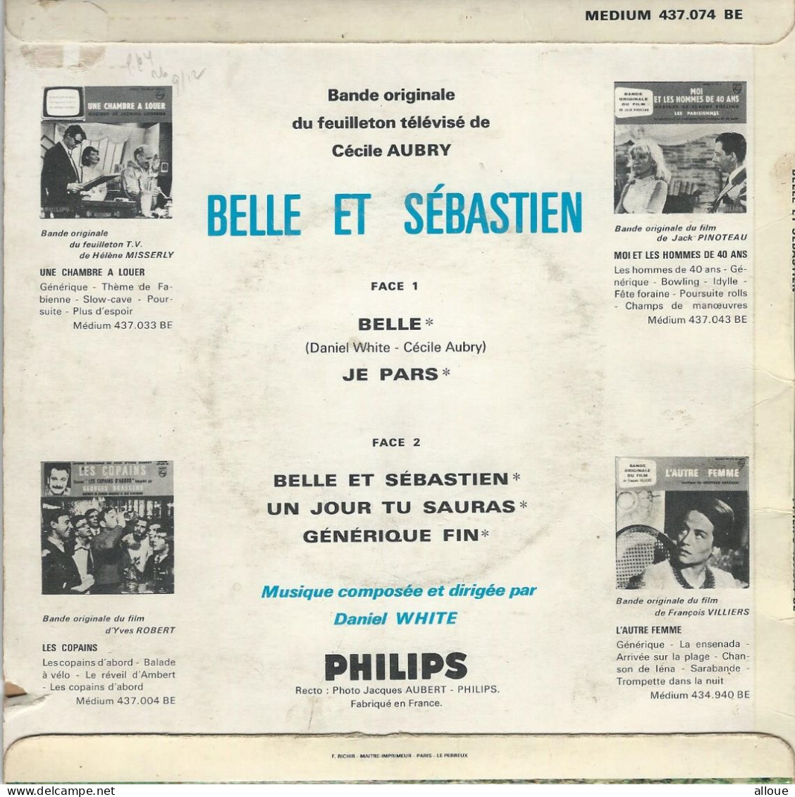 BELLE ET SEBASTIEN - FR EP - BELLE +4 BO DU FEUILLETON TELEVISE DE CECILE AUBRY - Soundtracks, Film Music