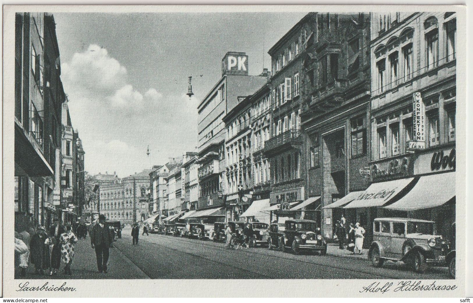 AK Saarbrücken, Adolf-Hitler-Straße - Heute Bahnhofstraße Um 1940 - Saarbrücken