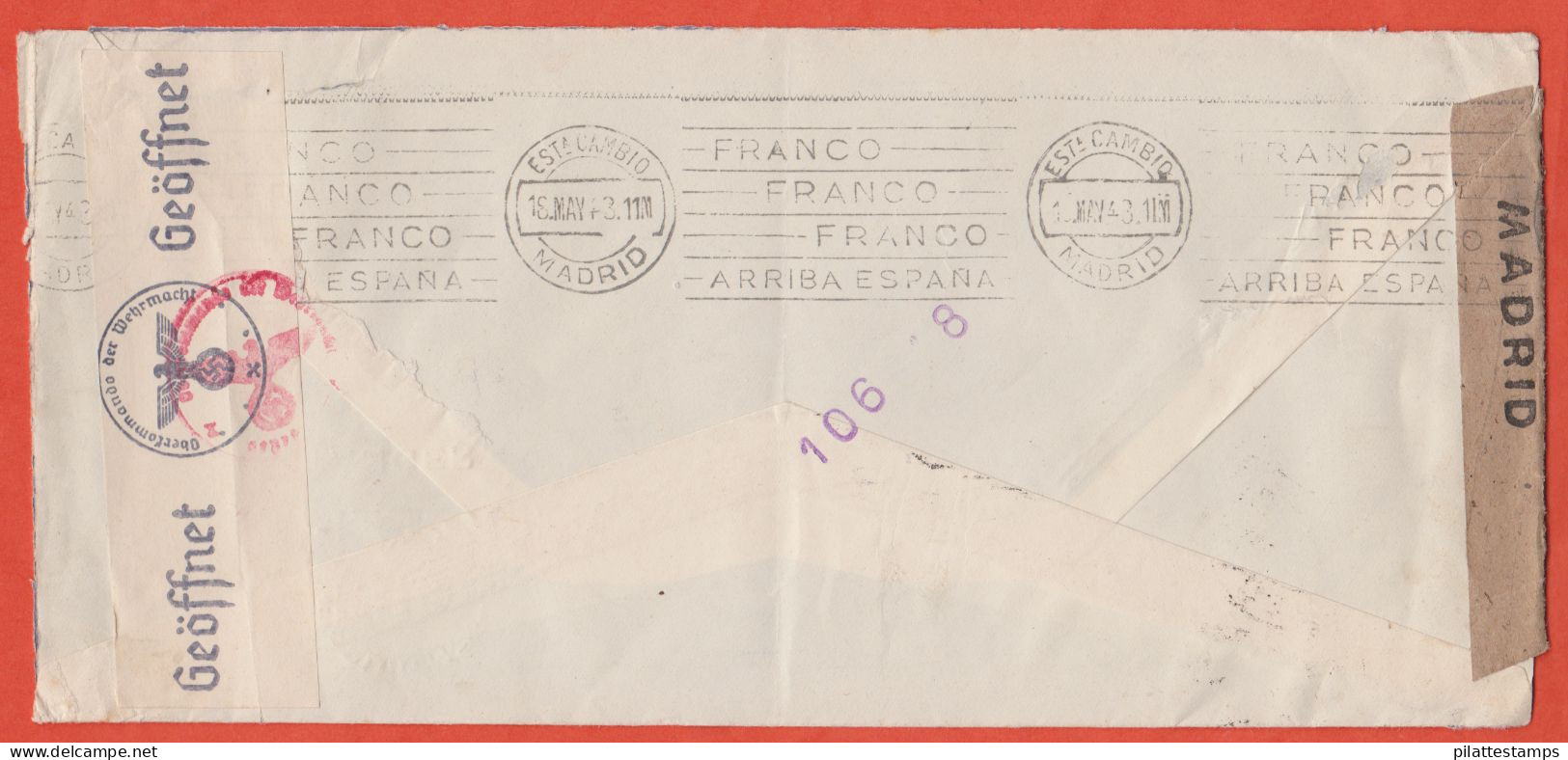 MAROC ESPAGNOL LETTRE CENSUREE DE 1943 DE TANGER POUR BALE SUISSE - Maroc Espagnol