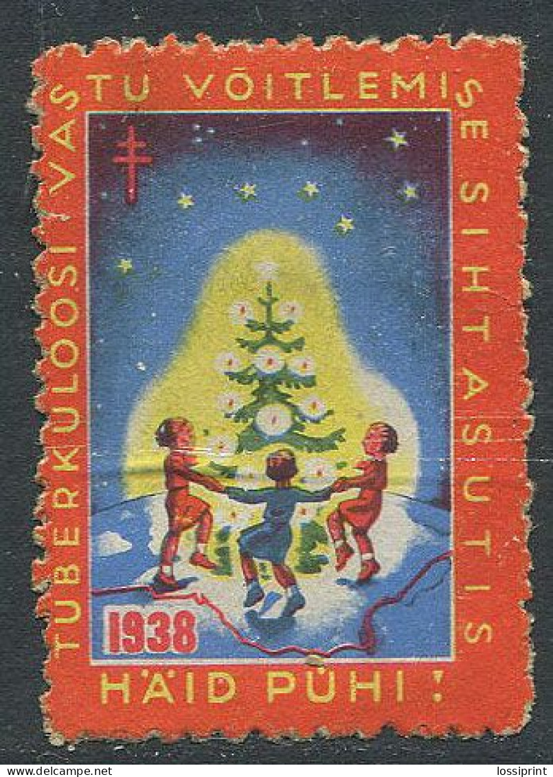 Estonia:Unused Label Stamp Merry Christmas, Tuberculosis, 1938, No Clue - Estland