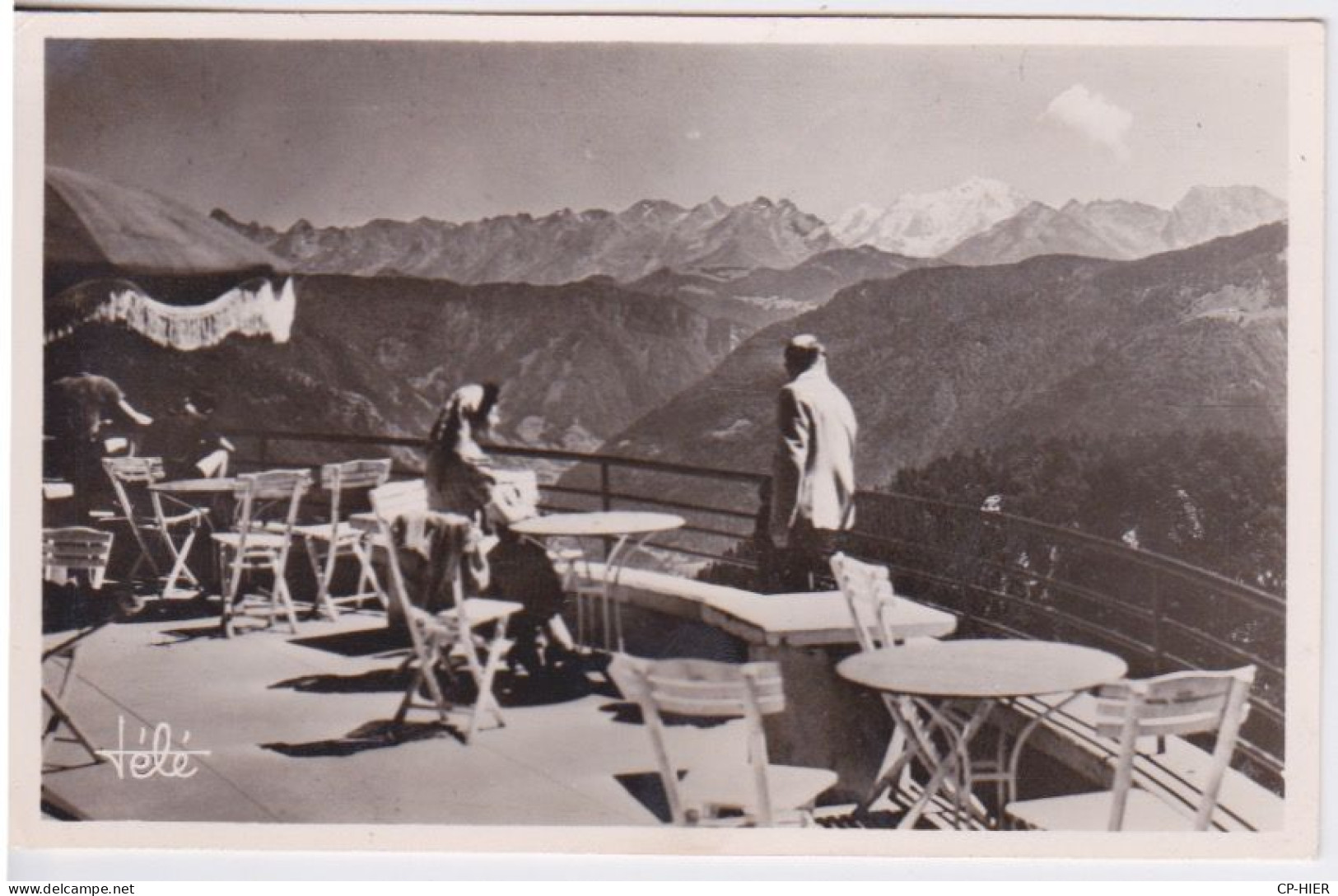 74 - HAUTE-SAVOIE - TERRASSE DU TELEFERIQUE DE VEYRIER - CHAINE DES ALPES ET LE MONT-BLANC + FLAMME AIX LES BAINS - Veyrier