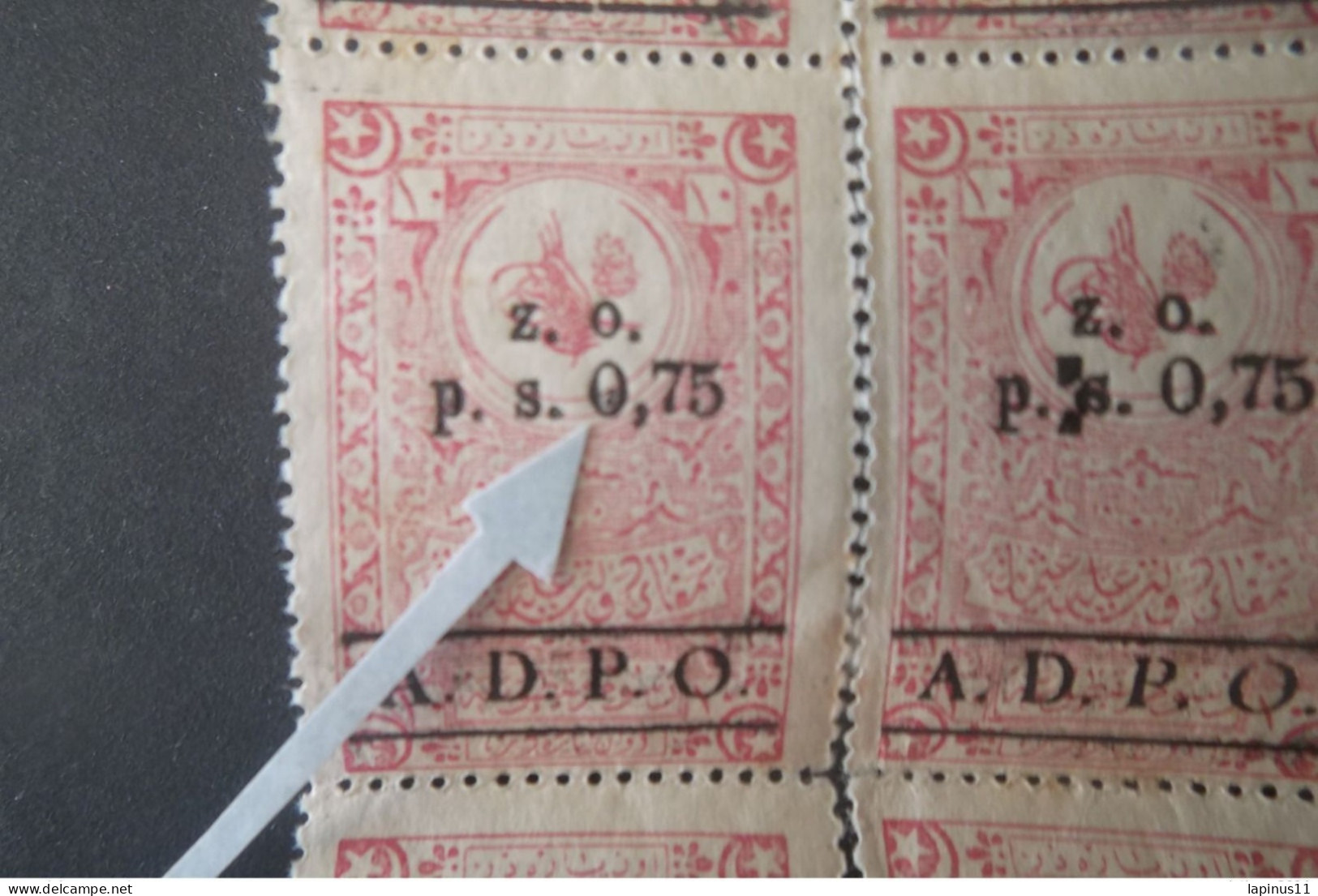 Syrie لبنان - سوريا Grand Liban Fiscals Taxe 1920 EAST ZONE Ps 0-75 On 10 Pa Overprint ADPO - ZO - ERROR !! MNHL - Lebanon