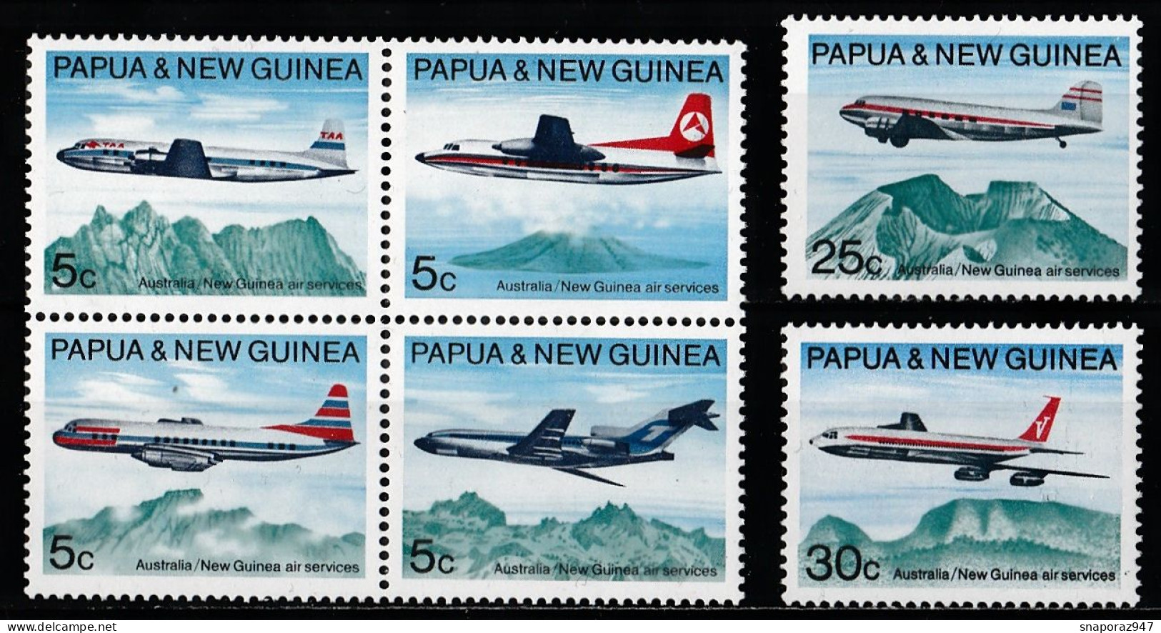 1970 Papua New Guinea Services Ariens Austalia - New Guinea Set MNH** Tr134 - Aviones