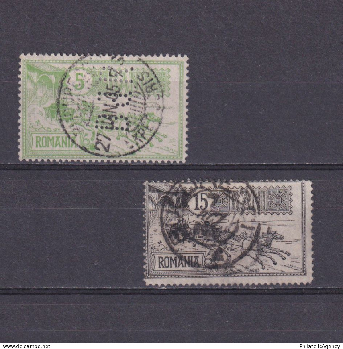 ROMANIA 1903, Sc# 160-162, Part Set, Mail Coach Leaving PO, Used - Gebruikt