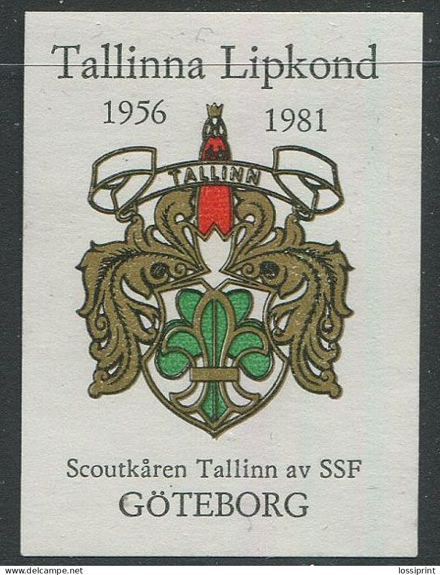 Estonia:Unused Label Tallinn Troop, Scoutkaren Tallinn Av SSF Göteborg, 1956-1981 - Estland