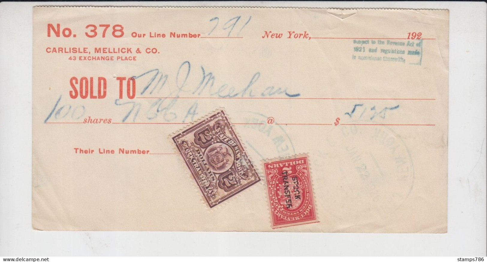 USA Revenue Document Stamps (good Cover - 3) - Covers & Documents
