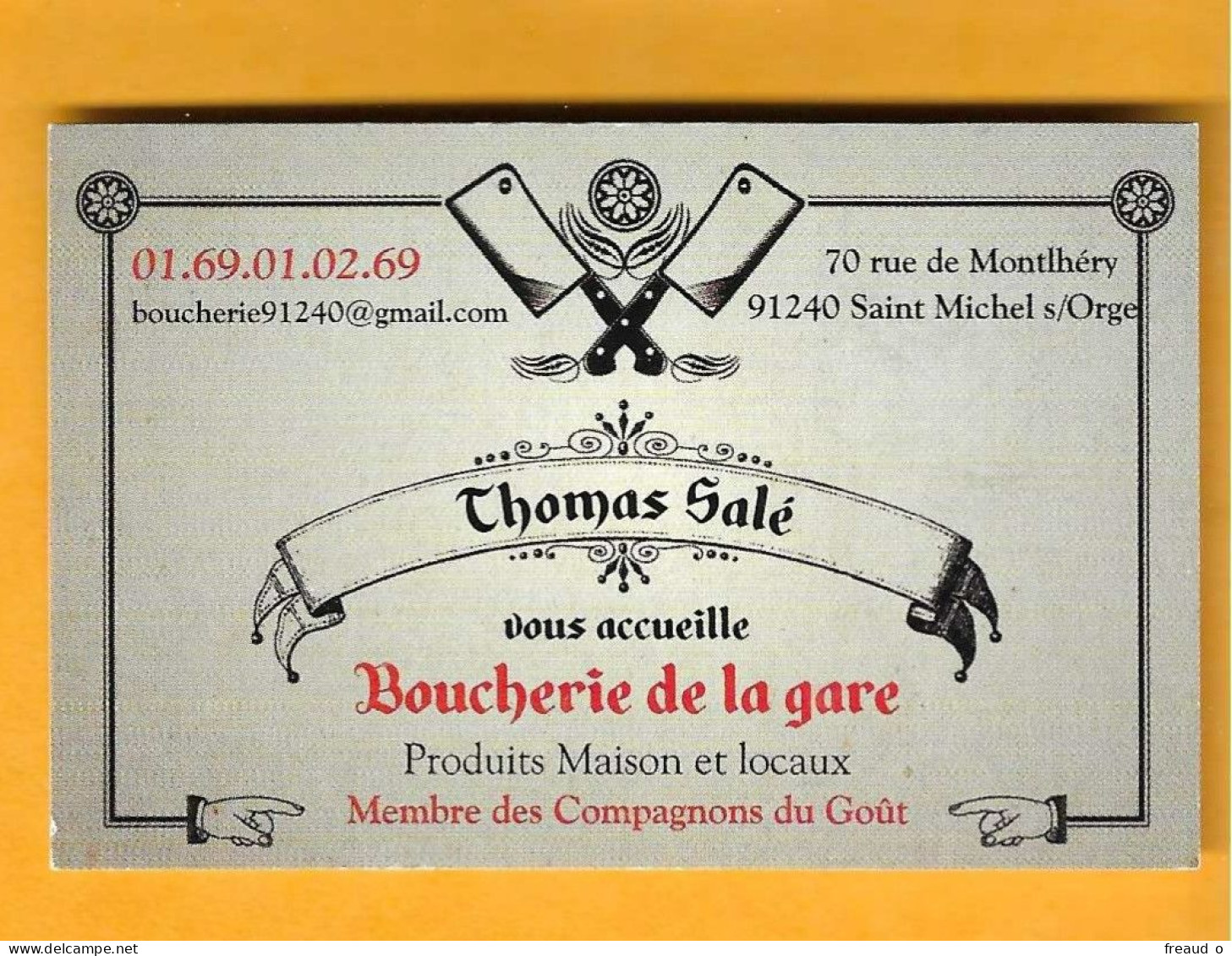 Carte De Visite BOUCHERIE DE LA GARE - 91240 Saint Michel Sur Orge - - Altri & Non Classificati