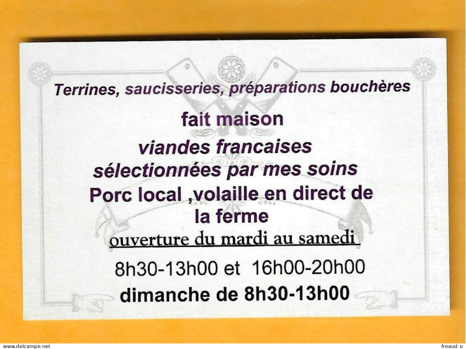 Carte De Visite BOUCHERIE DE LA GARE - 91240 Saint Michel Sur Orge - - Sonstige & Ohne Zuordnung