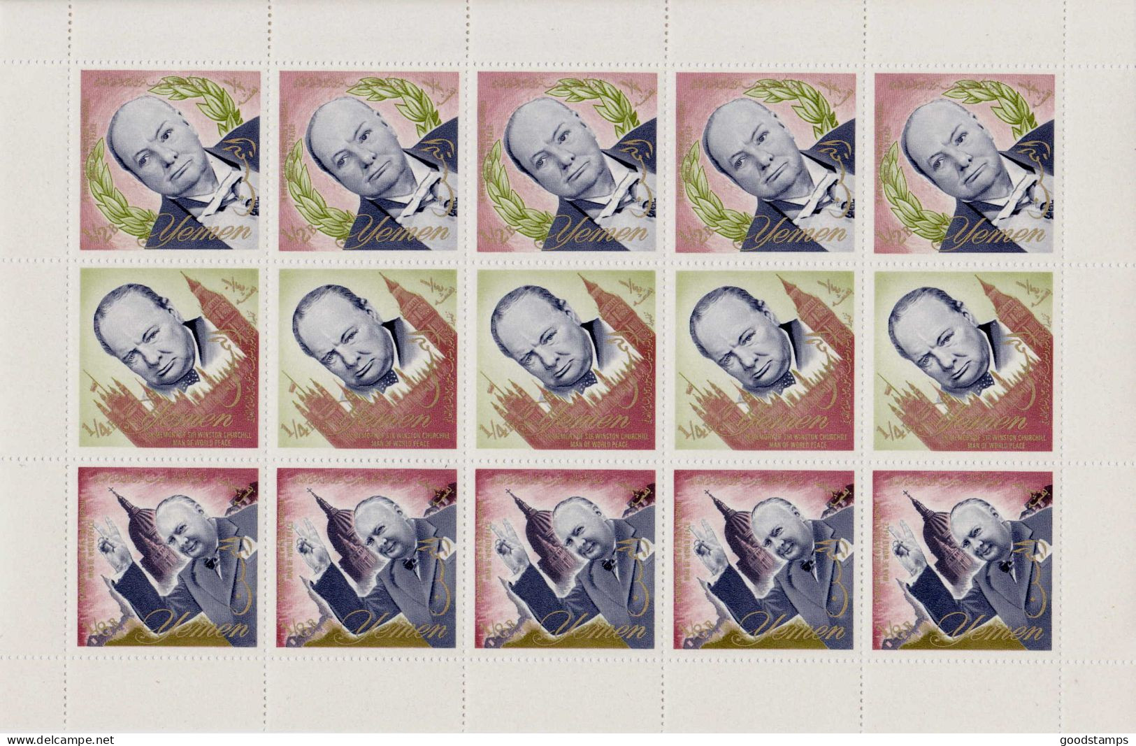 Yemen 1965 "Sir Winston Churchill" ,Mi.153/158 A ,minisheets Of 5 Sets Perf.,CV 37.50 Euro ,MNH - Yemen