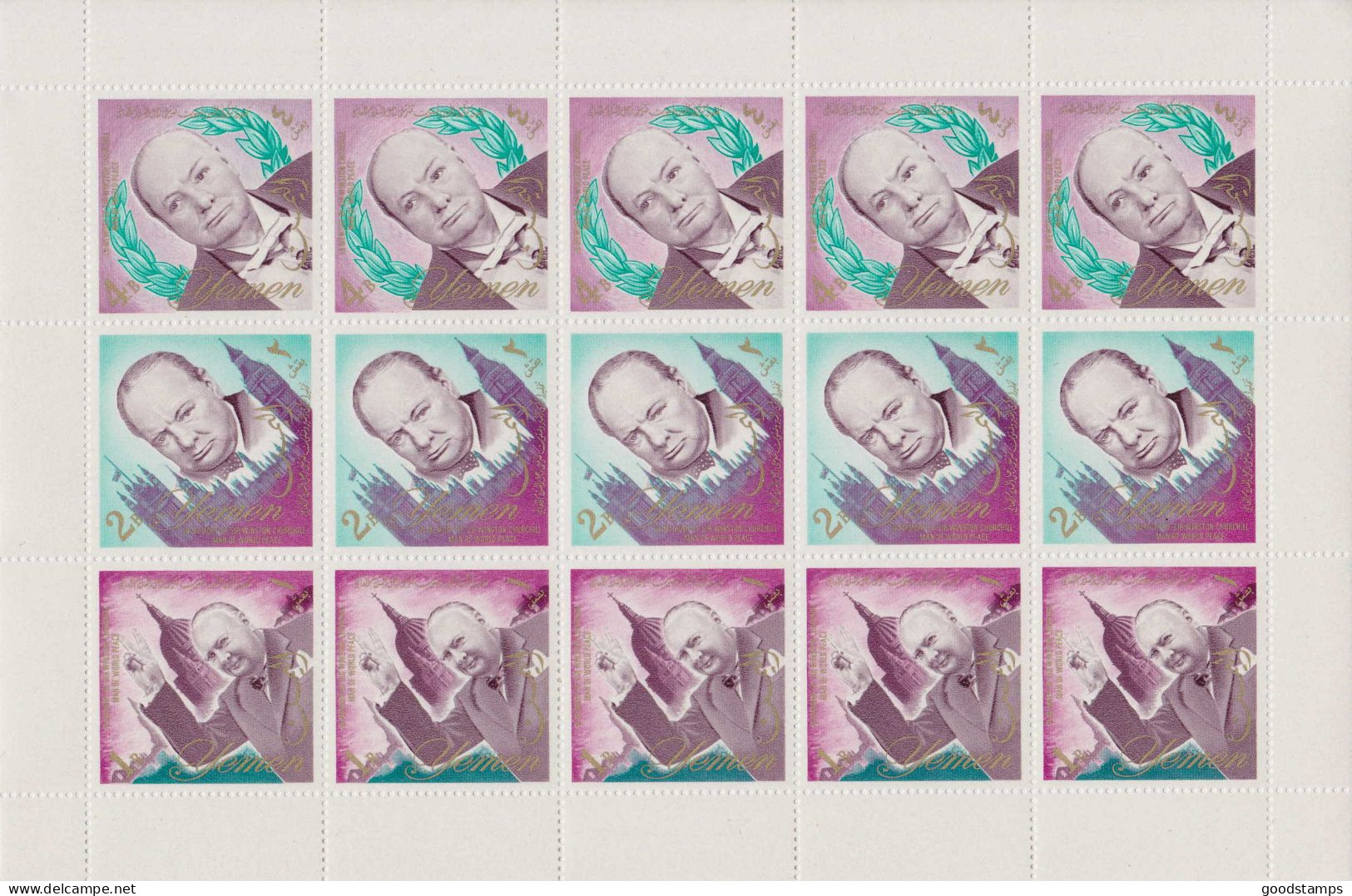 Yemen 1965 "Sir Winston Churchill" ,Mi.153/158 A ,minisheets Of 5 Sets Perf.,CV 37.50 Euro ,MNH - Yemen