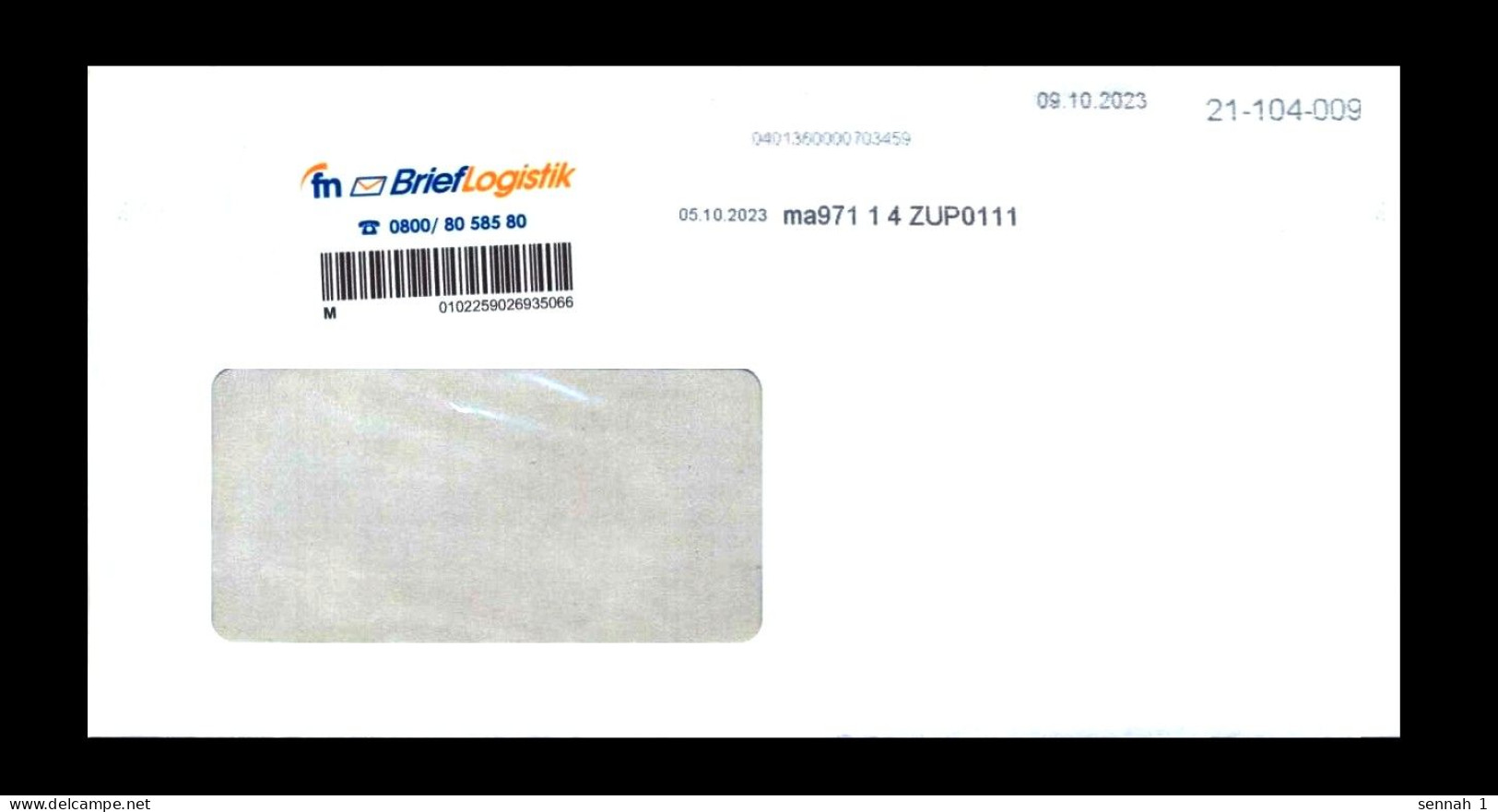 Bund / Privatpost: Kooperation / Cooperation 'FN-BriefLogistik [97084 Würzburg] – Post Modern [01129 Dresden], 2023' - Private & Local Mails