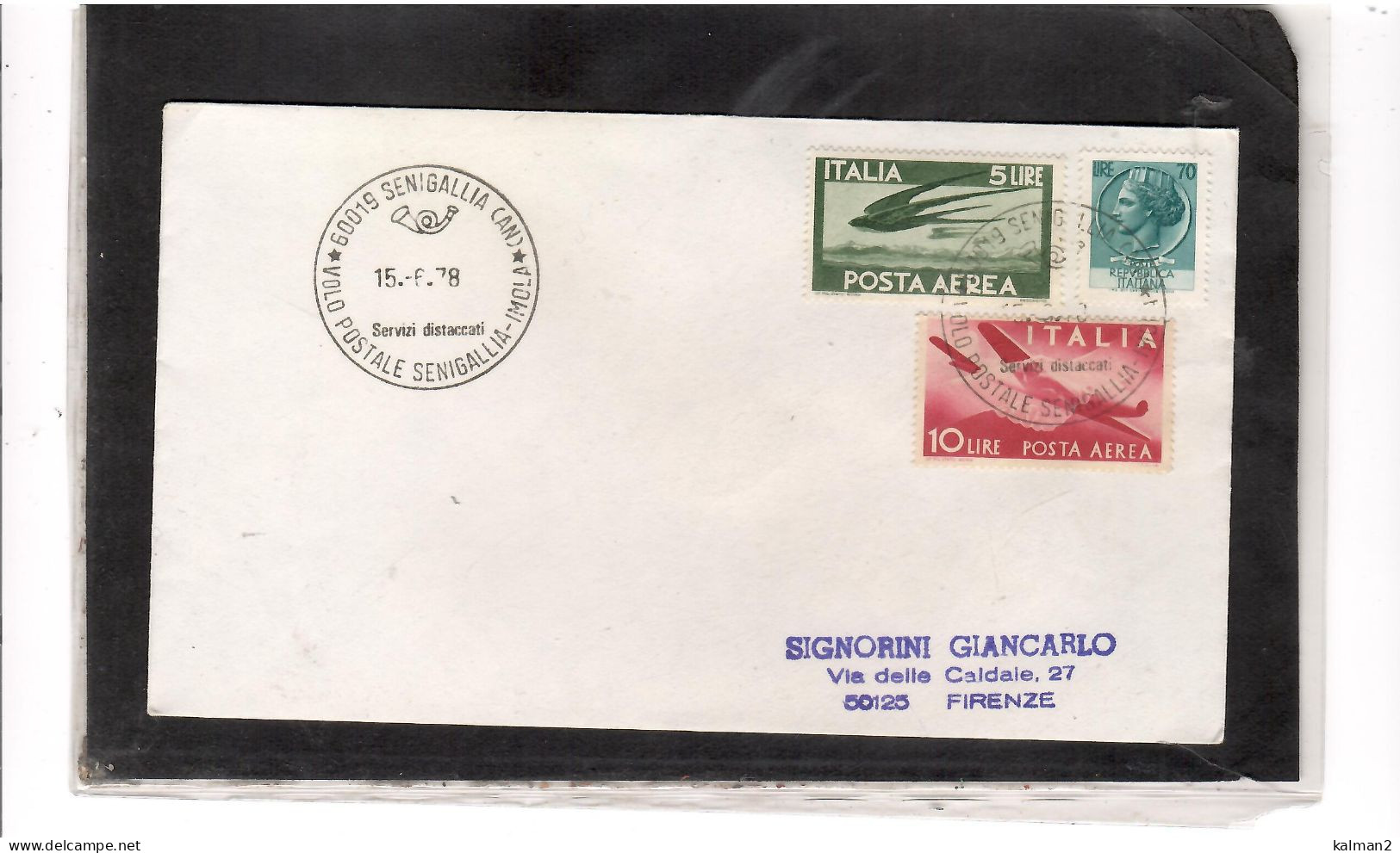 TEM19959  -  SENIGALLIA  15.6.1978    /   VOLO POSTALE  SENIGALLIA - IMOLA - Vliegtuigen