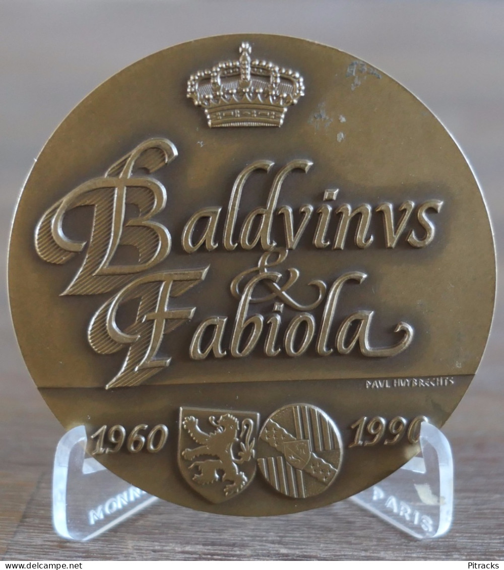 Médaille Collection REX BALINVS- FABIOLA 1960 1990 Par P HUYBRECHTS & H LANNOYE - Royaux / De Noblesse