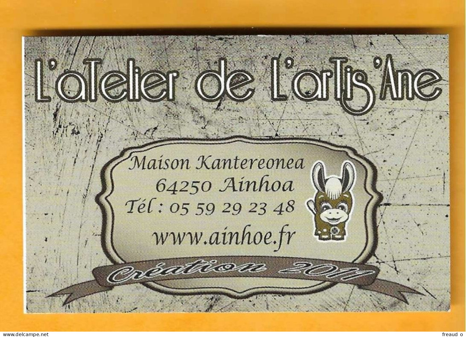 Carte De Visite L'atelier De L'artisane - 64250 AINHOA - - Altri & Non Classificati