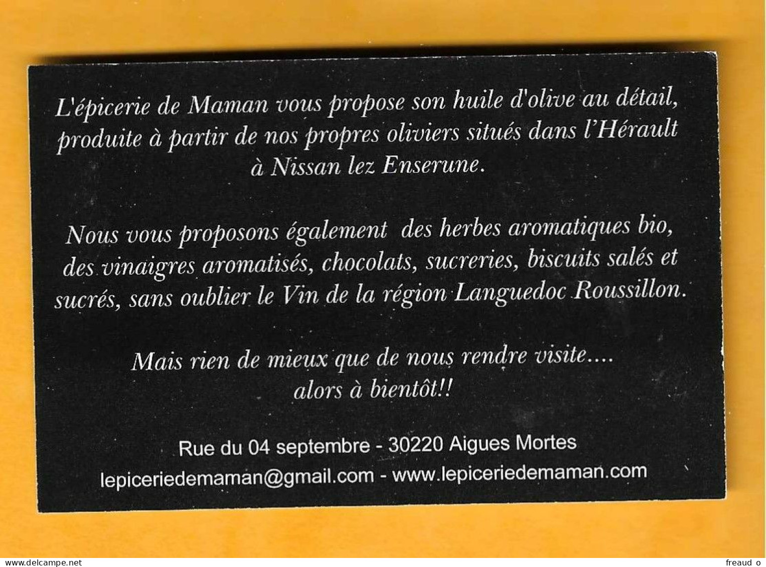 Carte De Visite L'épicerie De Maman - 30220 Aigues Mortes - - Autres & Non Classés