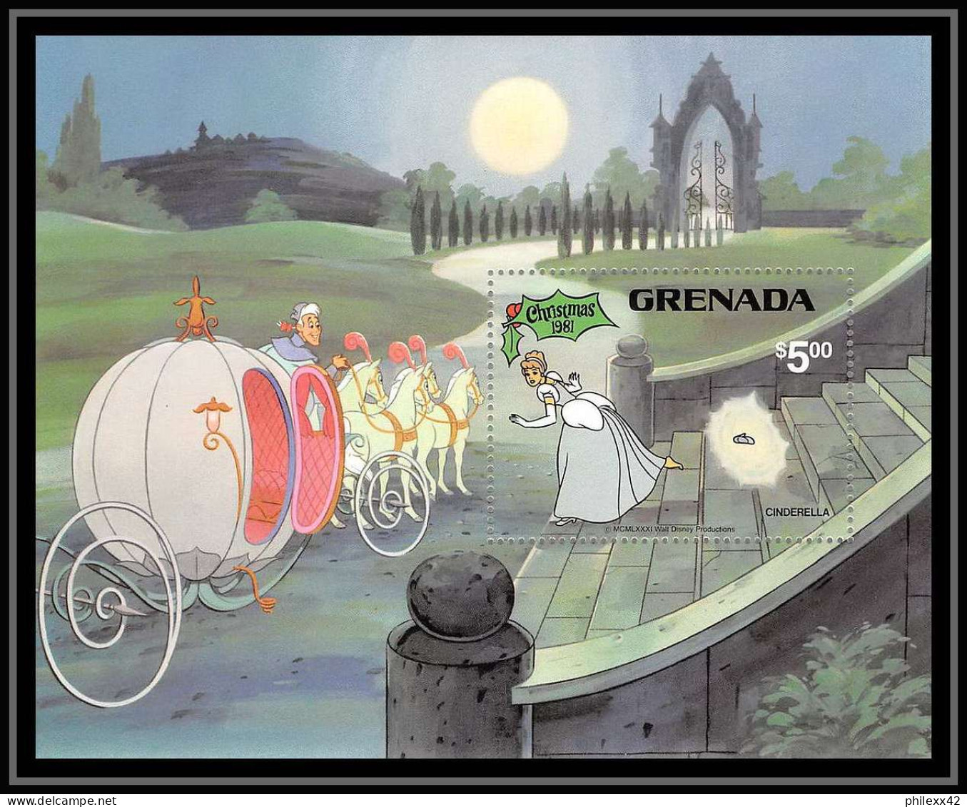 80059 Mi N°98 Grenade Grenada Cendrillon Cinderella Noel 1981 Chistmas Disney Bloc (BF) Neuf ** MNH - Grenada (1974-...)