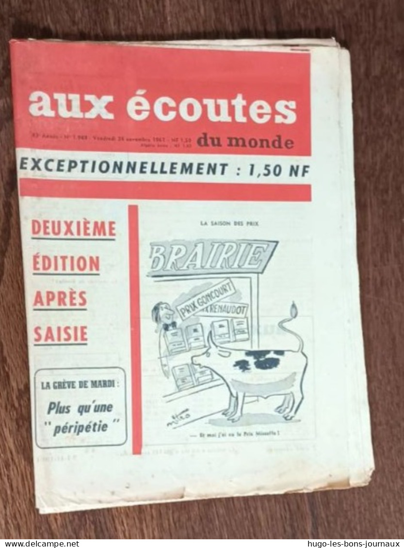 Aux écoutes Du Monde N°1949_ 24 Novembre 1961_deuxième édition Après Saisie_ La Grève De Mardi : Plus Qu'une "péripétie" - 1950 à Nos Jours