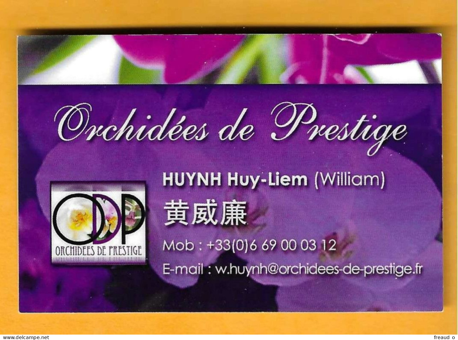 Carte De Visite Orchidées De Prestige - 94648 RUNGIS - PARIS - Other & Unclassified