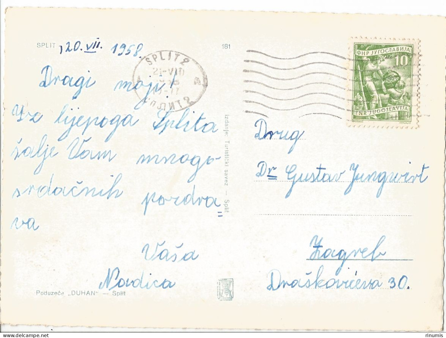 Split 1958 Pogled Sa Istočne Strane Used - Croacia