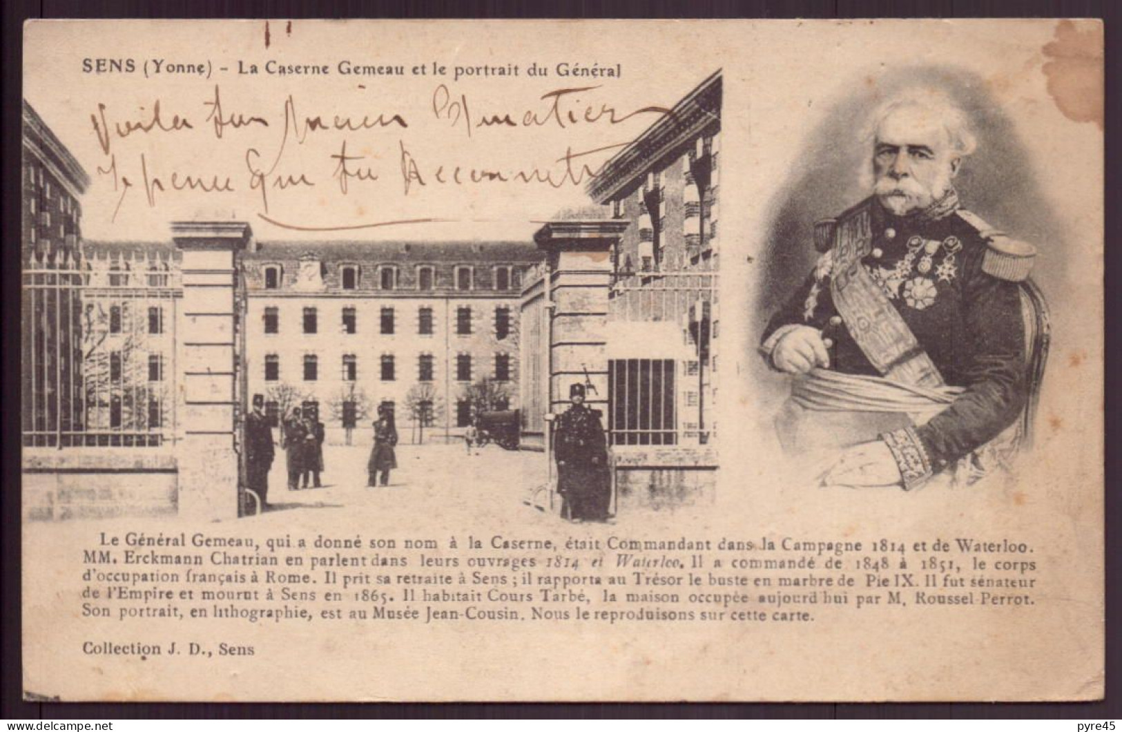 SENS LA CASERNE GEMEAU ET LE PORTRAIT DU GENERAL - Casernes