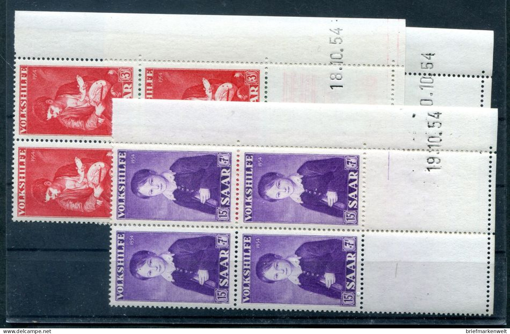 Saar 354/56 Bru DRUCKDATUM Im ECKRAND-VB ** MNH POSTFRISCH (L2294 - Ungebraucht