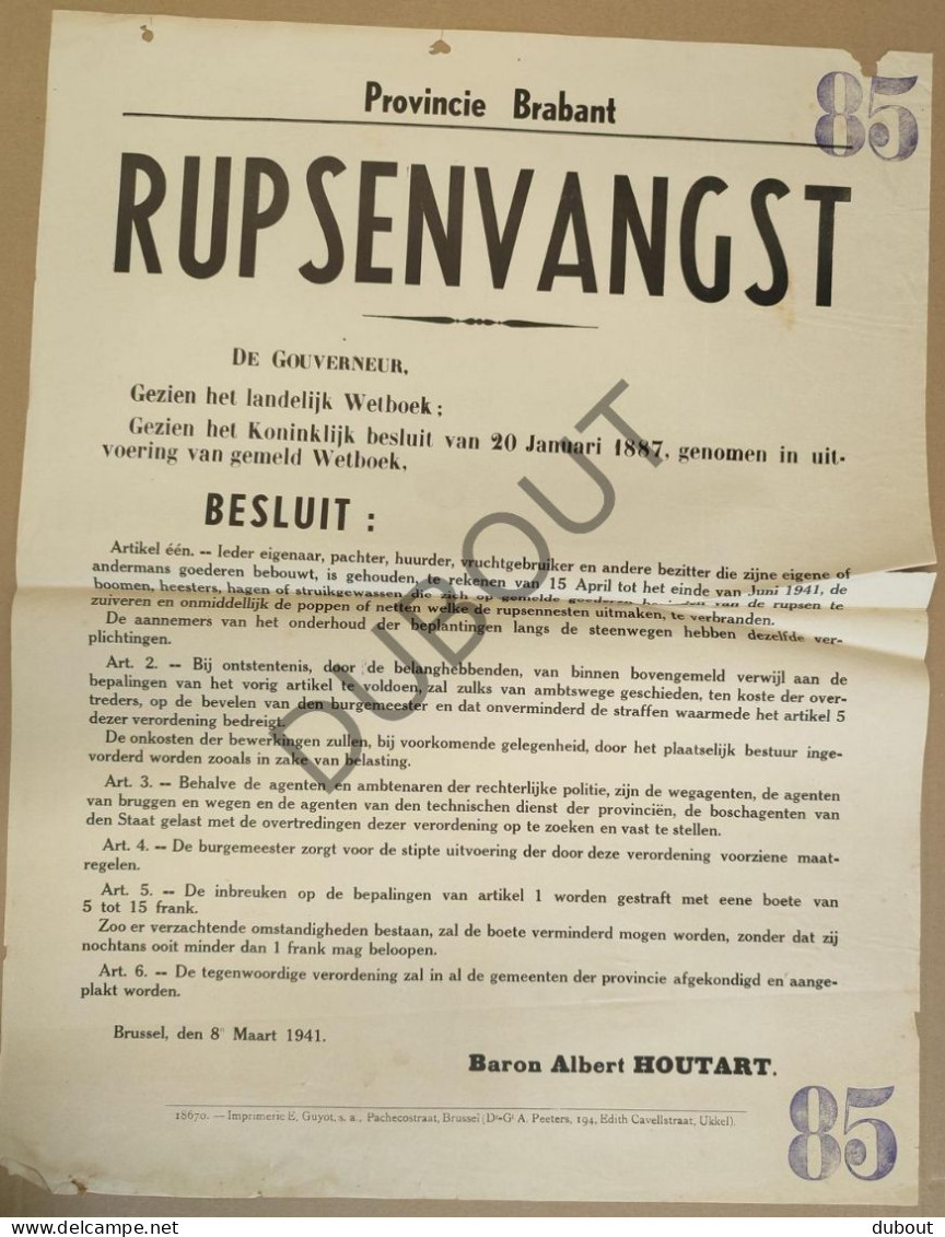 WOII - Affiche - 1941 - Brabant Rupsenvangst  (P412) - Affiches