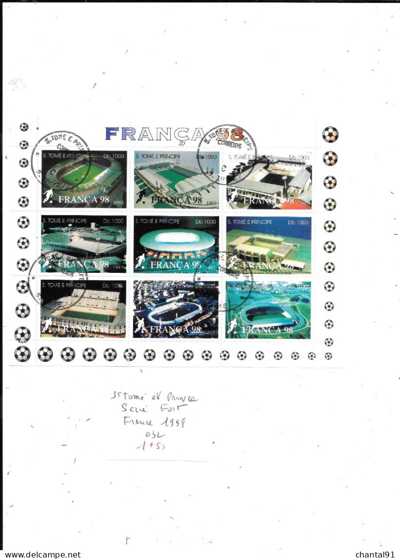 SAINT TOME ET PRINCE SERIE FOOT FRANCE 1998 OBL - Sao Tome And Principe