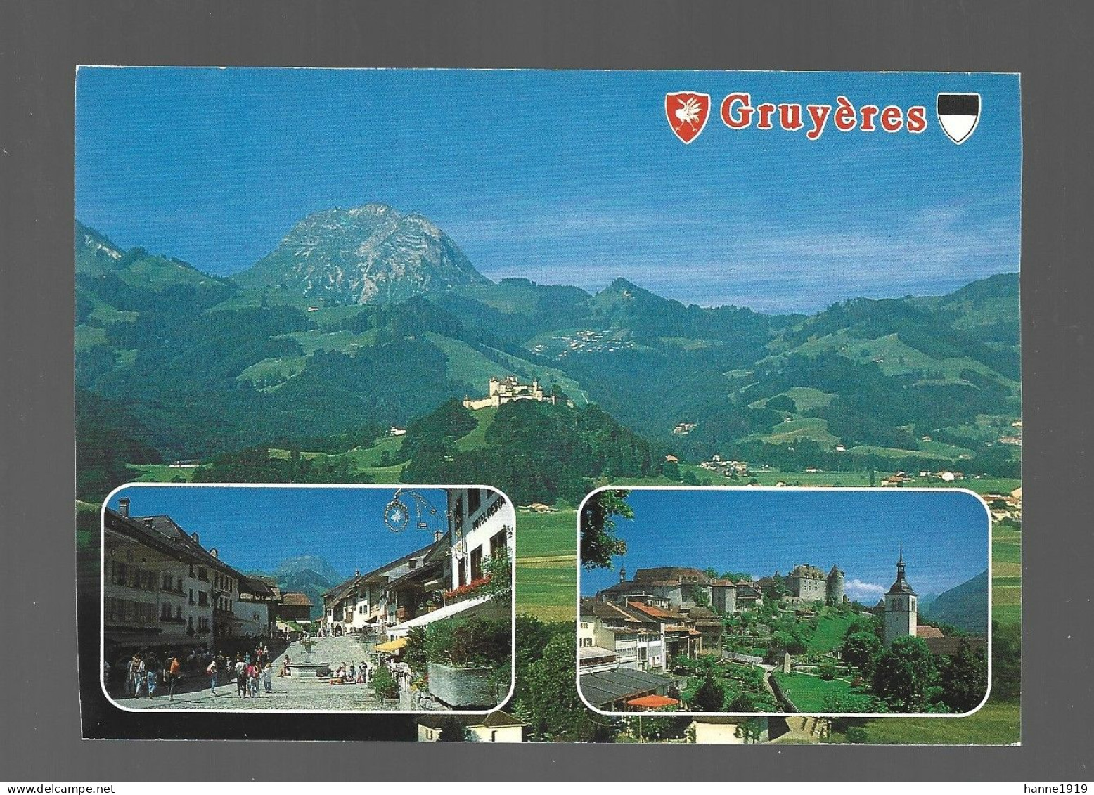 Gruyères Multi Vues Fribourg Suisse Schweiz Photo Carte Htje - Gruyères