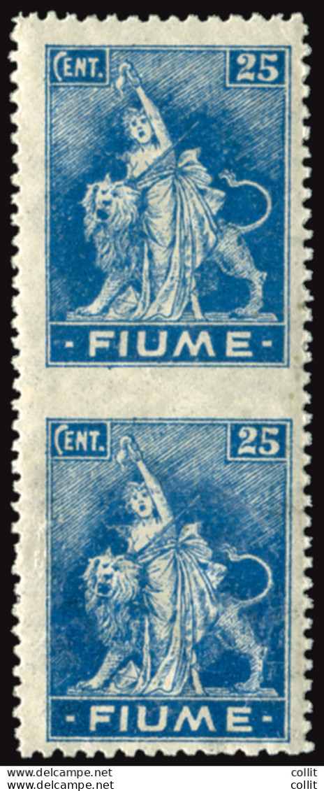 Fiume - Allegoria Cent. 25 Carta B Coppia Varietà - Other & Unclassified