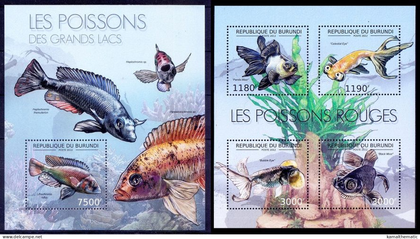 Burundi 2012 MNH MS + SS, Fish Of The Great Lakes, Marine Life - Poissons