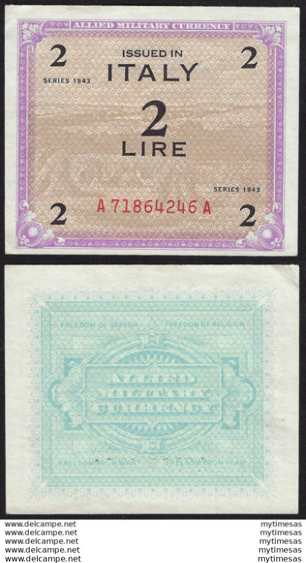 1943 Allied Military Currency Lire 2  FDC Rif. AM 2B Gigante - Altri & Non Classificati