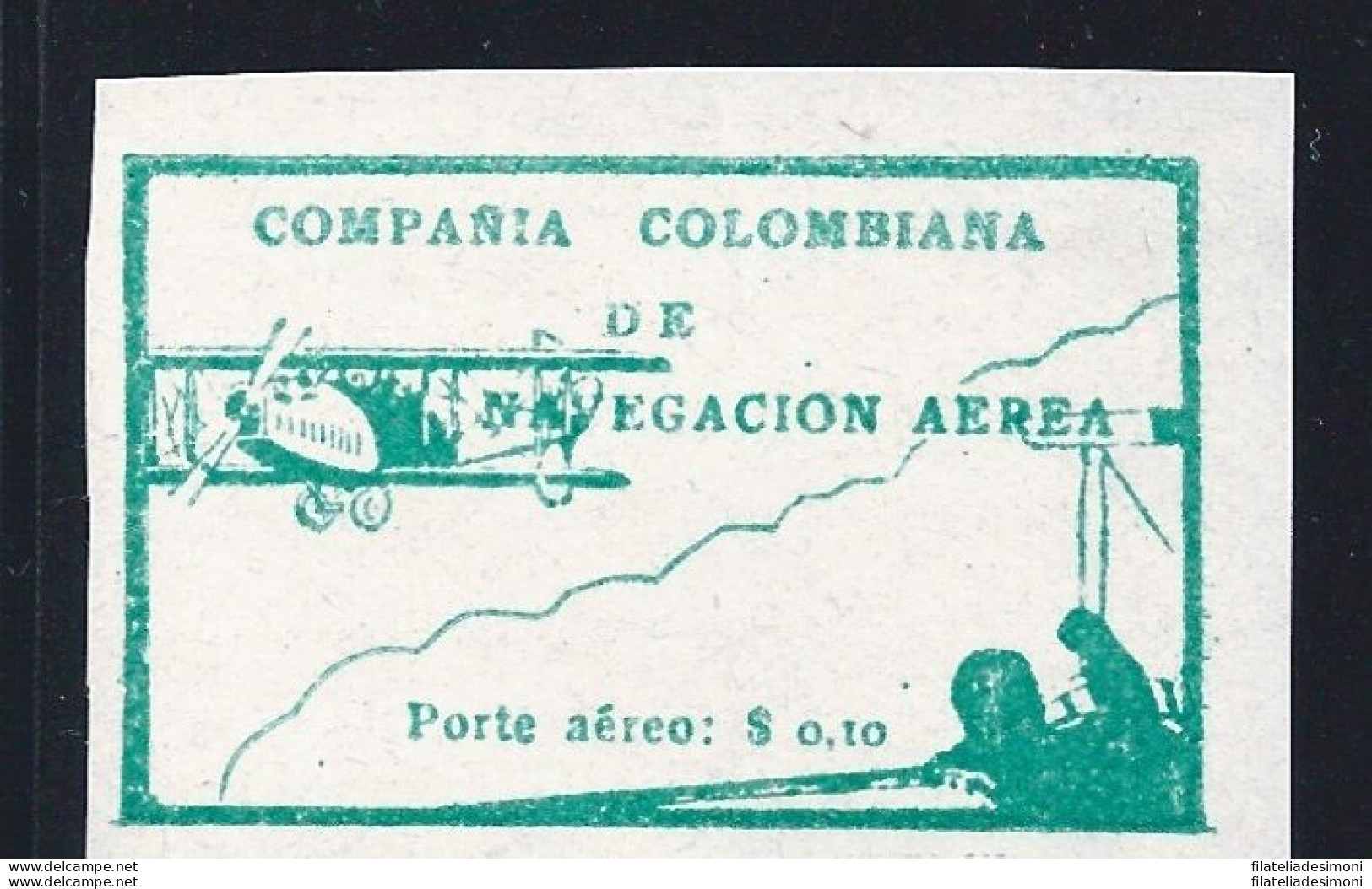 1920 COLOMBIA - Yv PA 14 $ 0,10 Verde (EMESSO SENZA GOMMA) - America (Other)