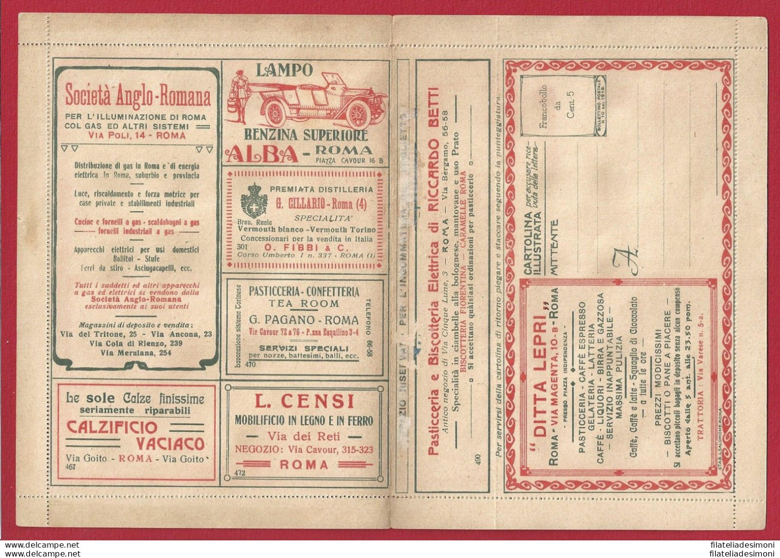 1921 REGNO, BLP N° 2  20 Cent. Arancio BUSTA SPECIALE NUOVA - - Zegels Voor Reclameomslagen (BLP)