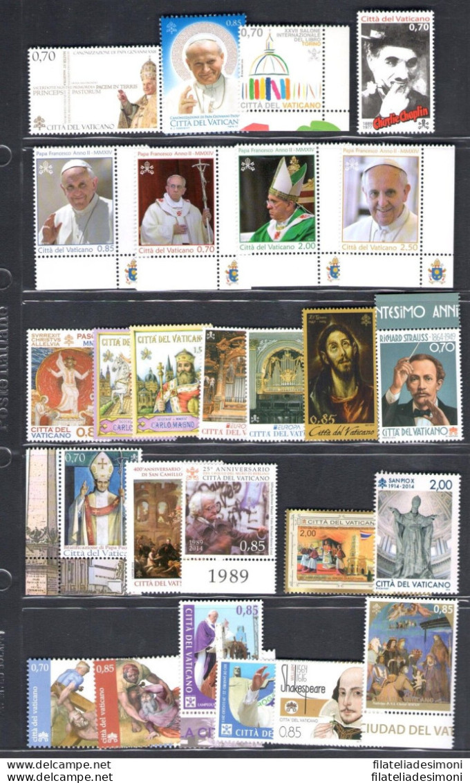 2014 Vaticano, Francobolli Nuovi, Annata Completa , 26 Valori + 5 Foglietti + 1 - Annate Complete