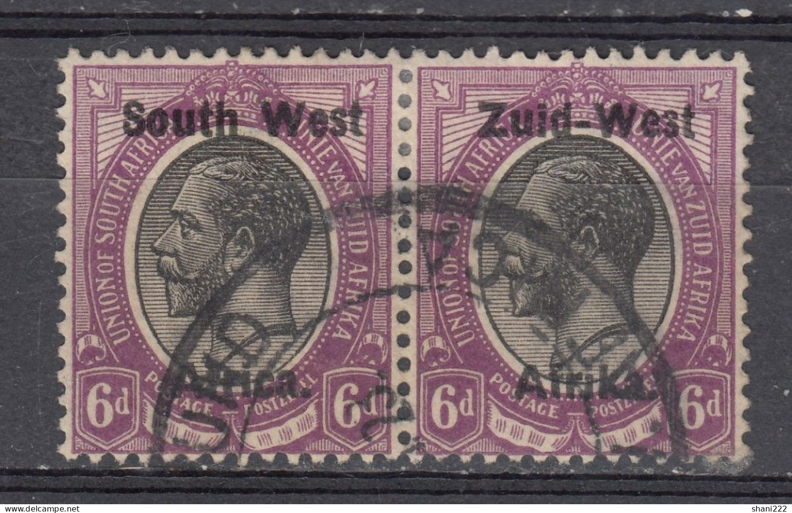 South West Africa - 1923 - Overprinted - Hyphenated - 6d,  Pair (e-746) - Südwestafrika (1923-1990)