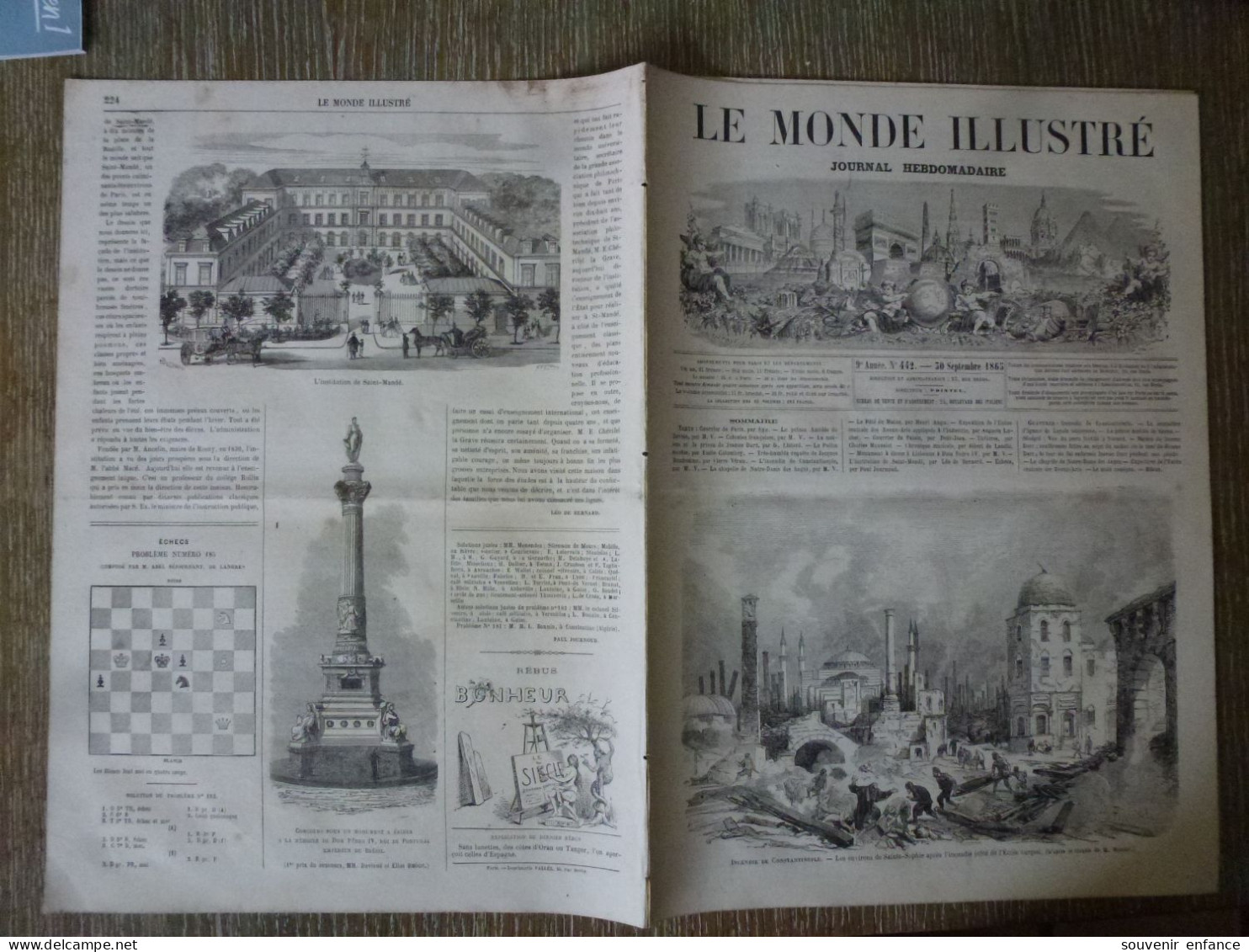 Le Monde Illustré Septembre 1865 Incendie De Constantinople Sainte SophiePrince Amédée De Savoie Gagny - Tijdschriften - Voor 1900