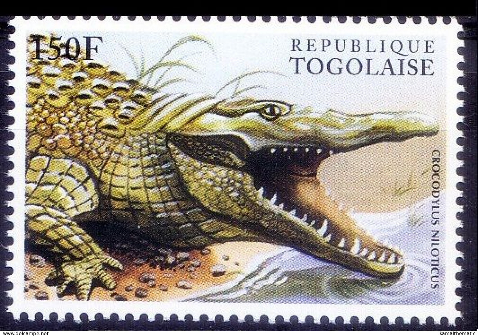 Nile Crocodile, Crocodyius Niloticus, Togo 1996 MNH, Reptiles - Sonstige & Ohne Zuordnung