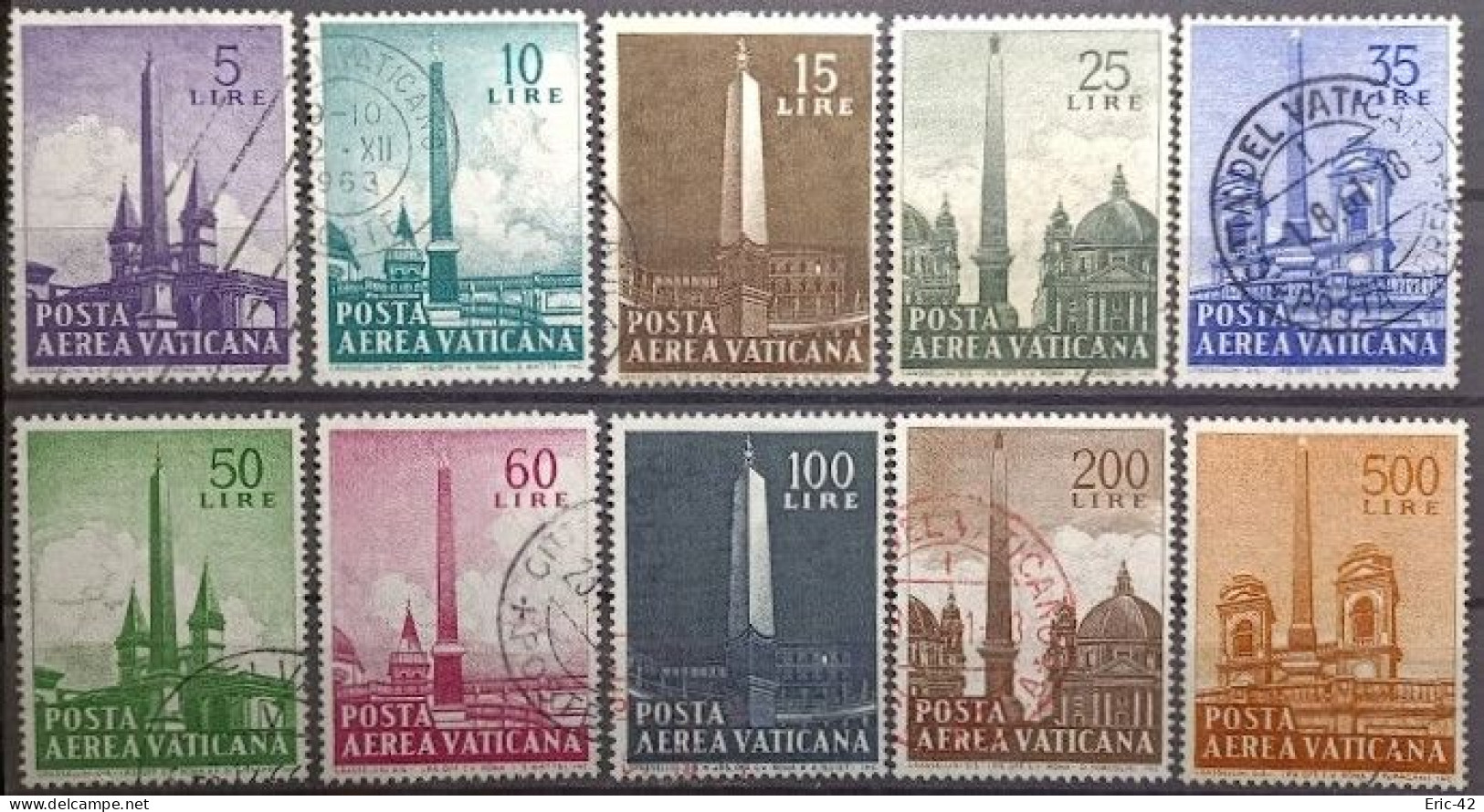 VATICAN. PA Y&T N°35/44 (issu D'une Collection). USED. T.B... - Poste Aérienne