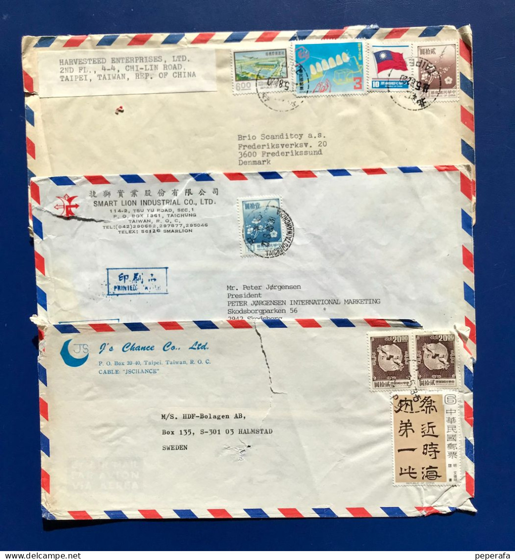 CHINA, 3 SOBRES COMERCIALES CIRCULADOS (LOTE 4) - Airmail